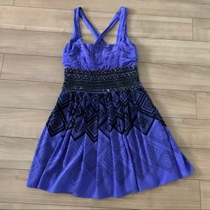 Bebe Purple & Black Beaded Cocktail Dress
